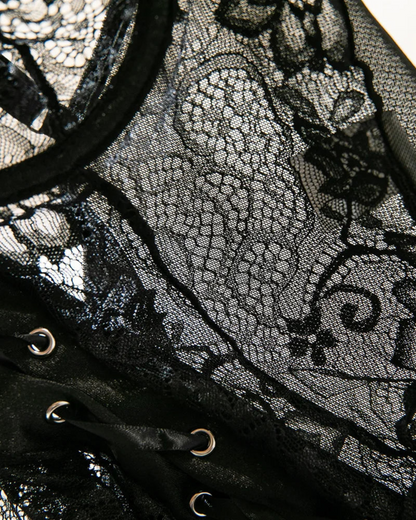 Body se šněrováním vpředu a rukavicemi