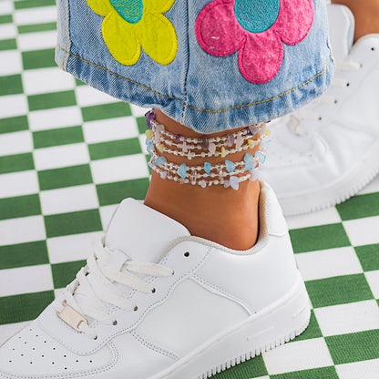 Náramek na kotník s barevnými kameny