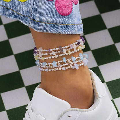 Náramek na kotník s barevnými kameny