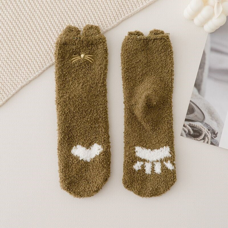 Dlouhé nadýchané dámské ponožky s motivem tlapky