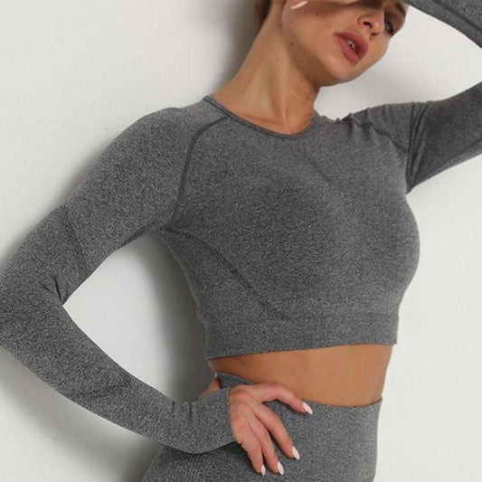 Bezešvý sportovní top s dlouhým rukávem