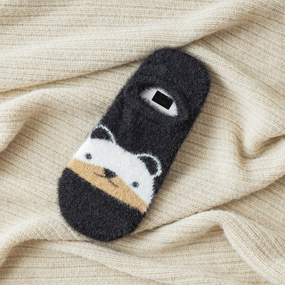 Teplé dámské kotníkové ponožky s plyšovým medvídkem