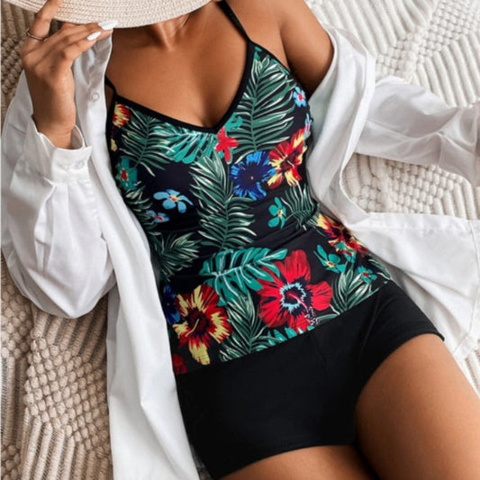 Dvoudílné květinové tankiny plavky