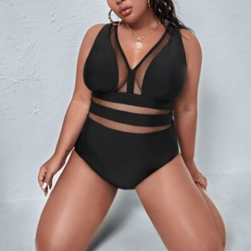 Klasické jednodílné síťované plavky pro větší velikosti