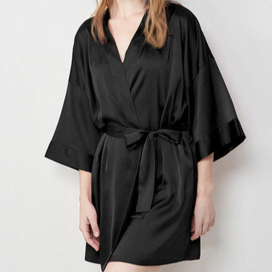 Klasický saténový župan s páskem