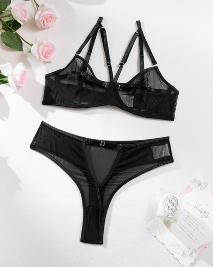 Souprava spodního prádla s vysokým pasem a ozdobnými ramínky