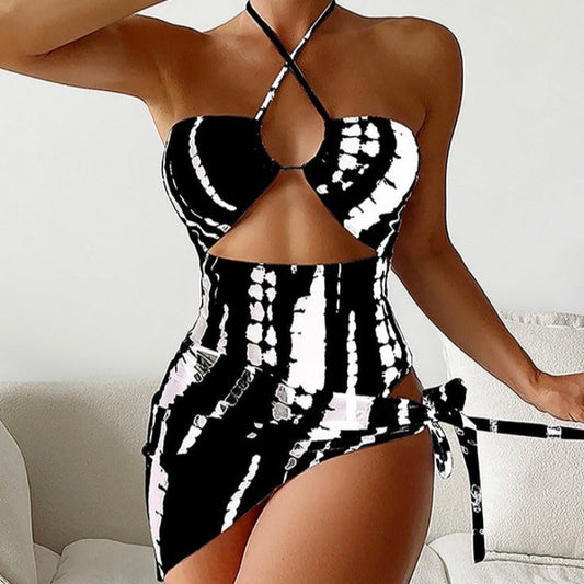 Jednodílné plavky Monokini s úvazkem a šálou