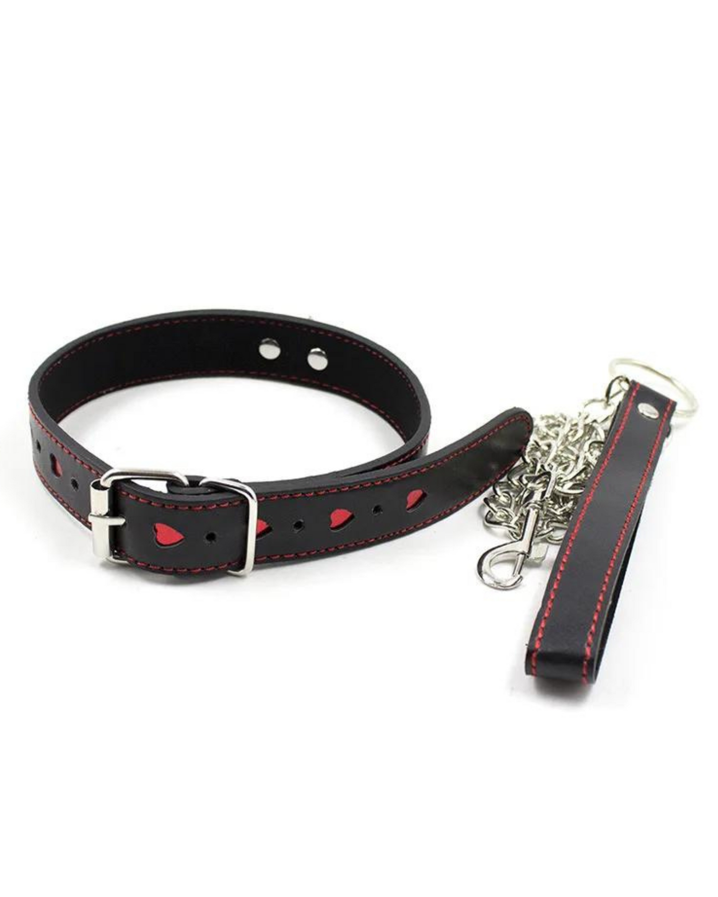 Obojek s nastavitelným obvodem a zdobenými srdíčky