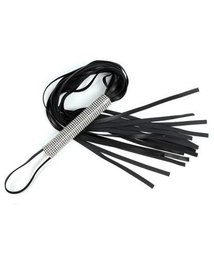 Elegantní bič s krystaly a koženými třásněmi