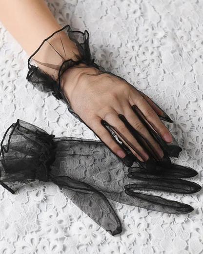 Rukavice s volánky na zápěstí