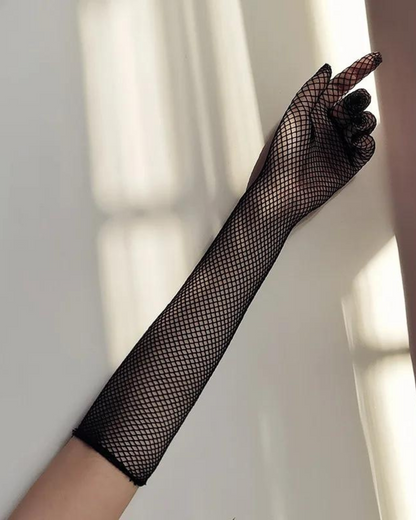 Dlouhé rukavice z jemné síťoviny