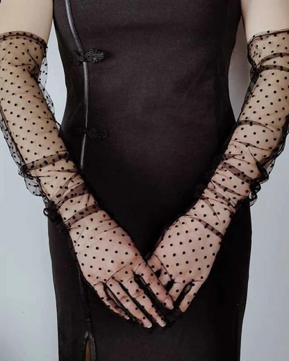 Rukavice z jemné síťoviny s tečkami