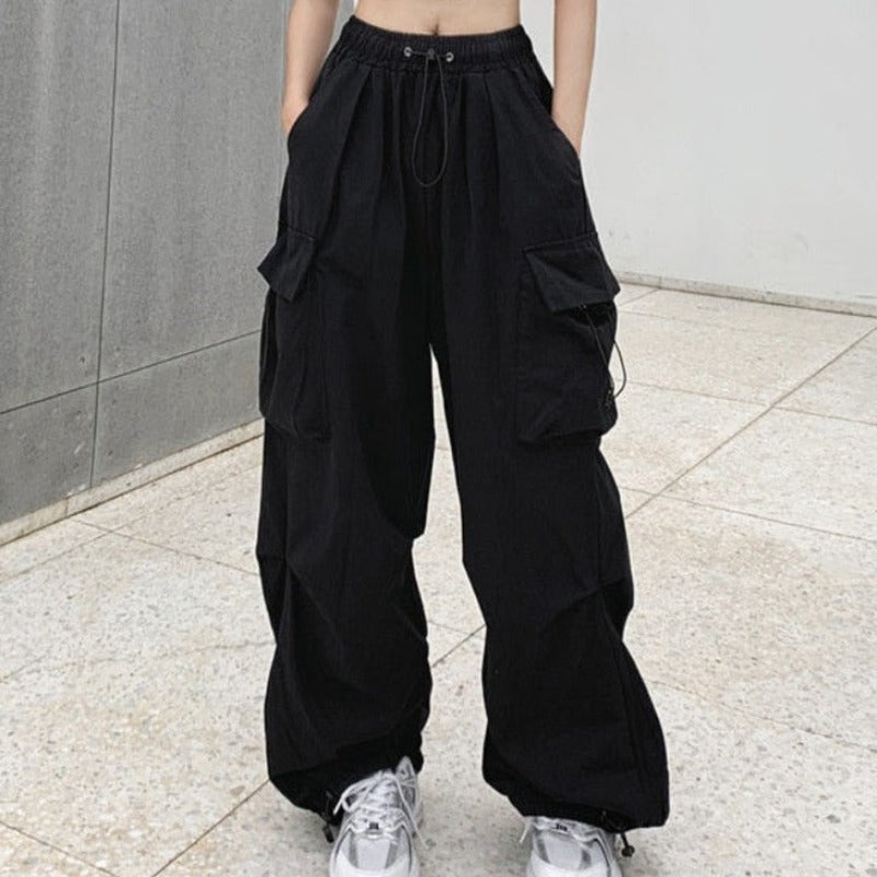 Tepláky s širokými nohavicemi cargo