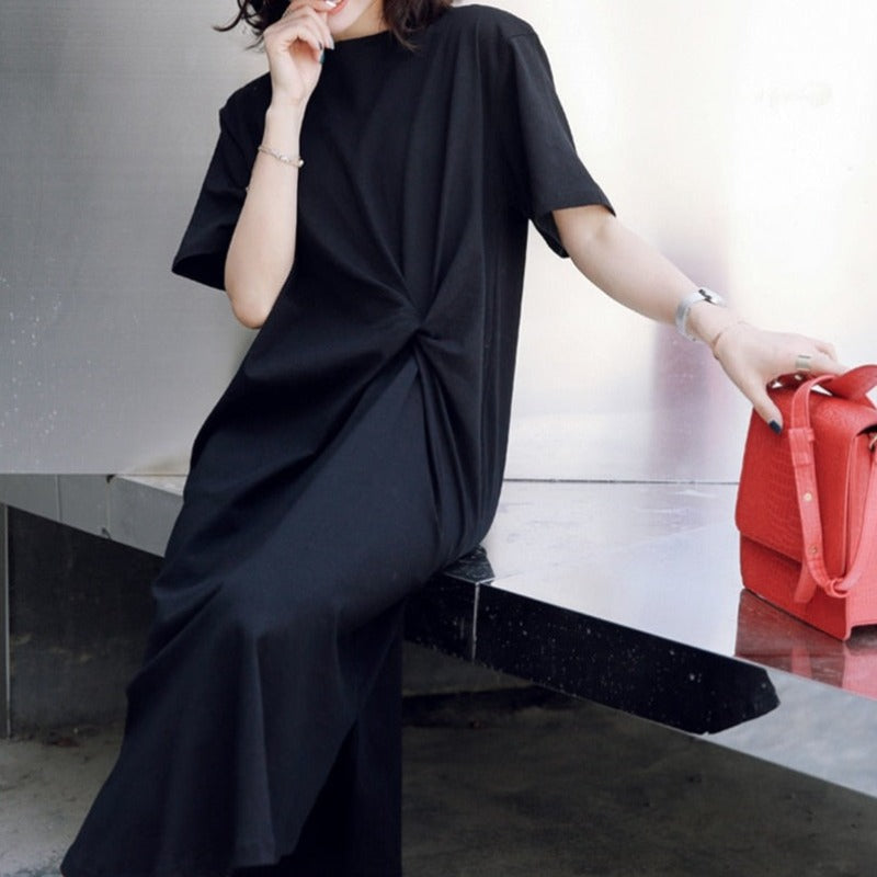 Letní midi šaty s tričkem a zavazováním