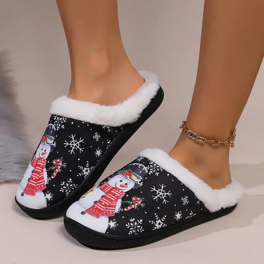 Vánoční nadýchané pantofle s motivem sněhuláka