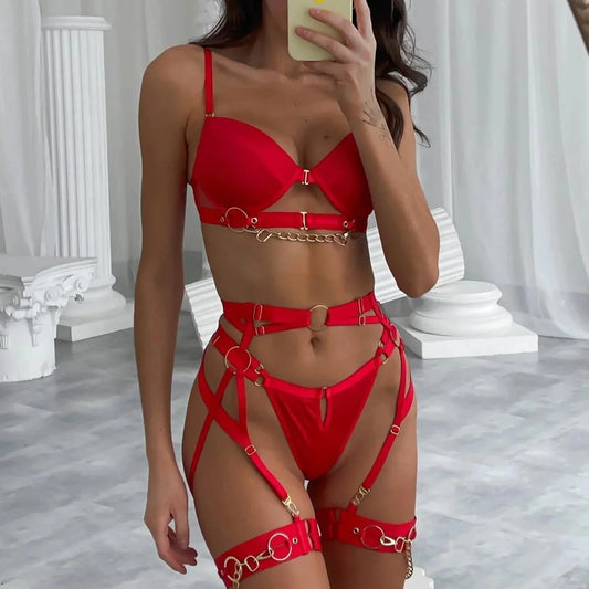 3dílná sada spodního prádla s řetízky a ramínky