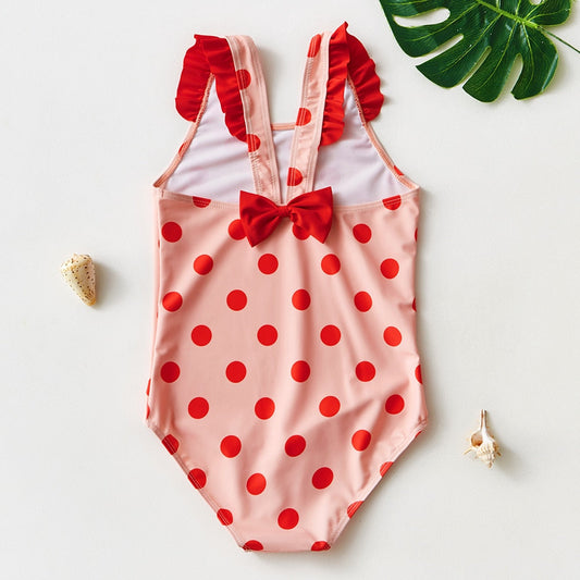 Jednodílné puntíkované plavky pro dívky