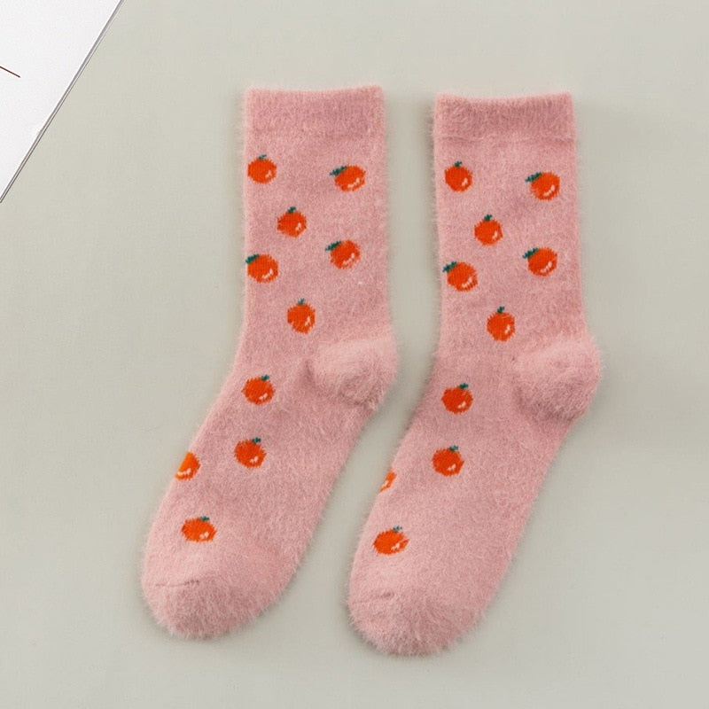 Dámské nadýchané ponožky s ovocným potiskem