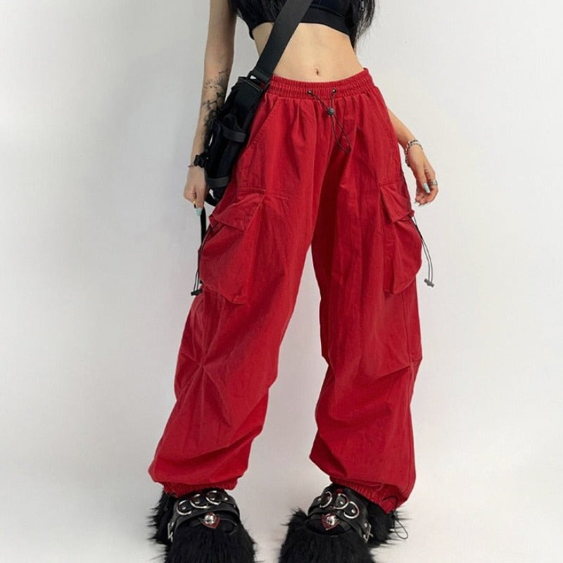 Tepláky s širokými nohavicemi cargo