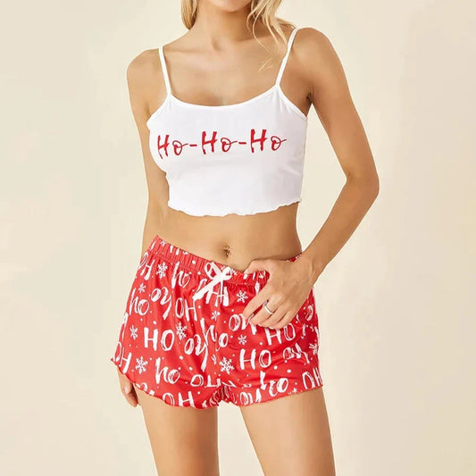 Vánoční krátké pyžamo s ramínky