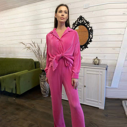 Dámské dlouhé skládané pyžamo s košilí