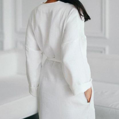 Dlouhý bavlněný župan s úvazky