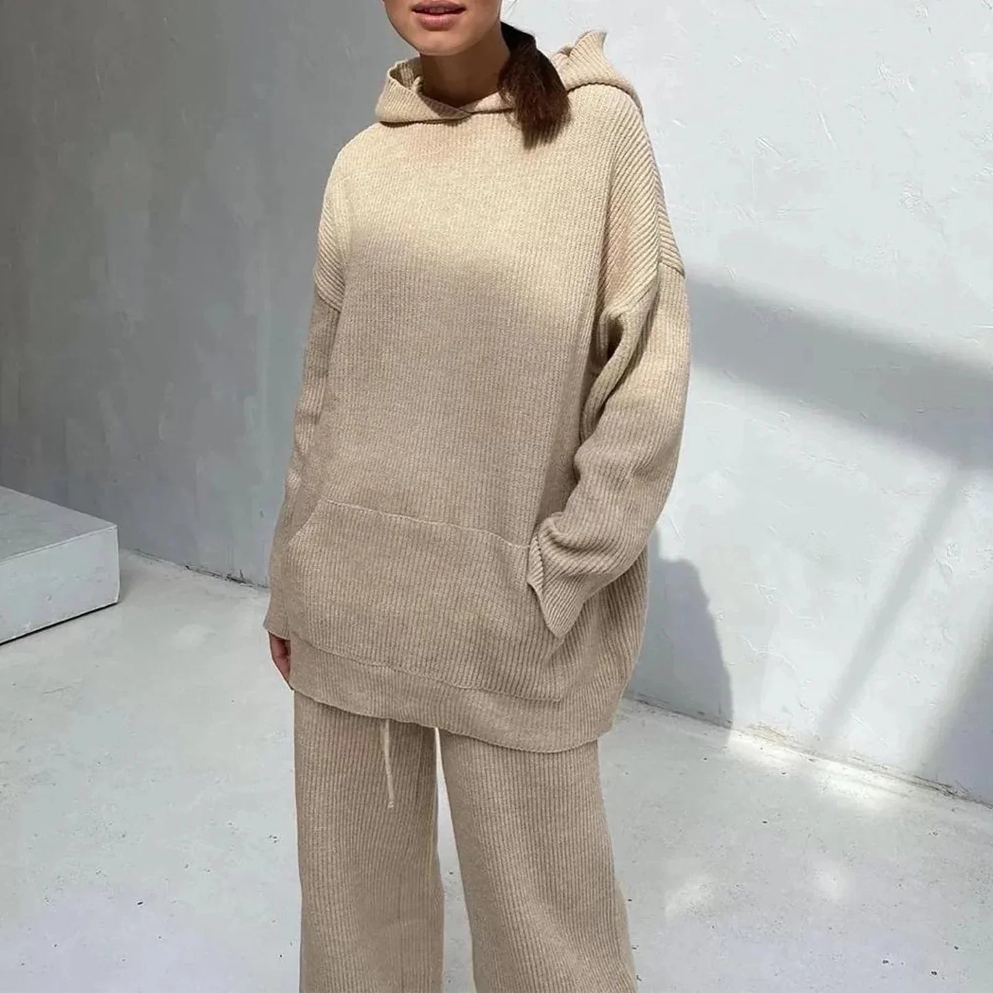 Dlouhá pletená sada domácího oblečení