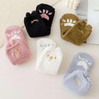 Dlouhé nadýchané dámské ponožky s motivem tlapky