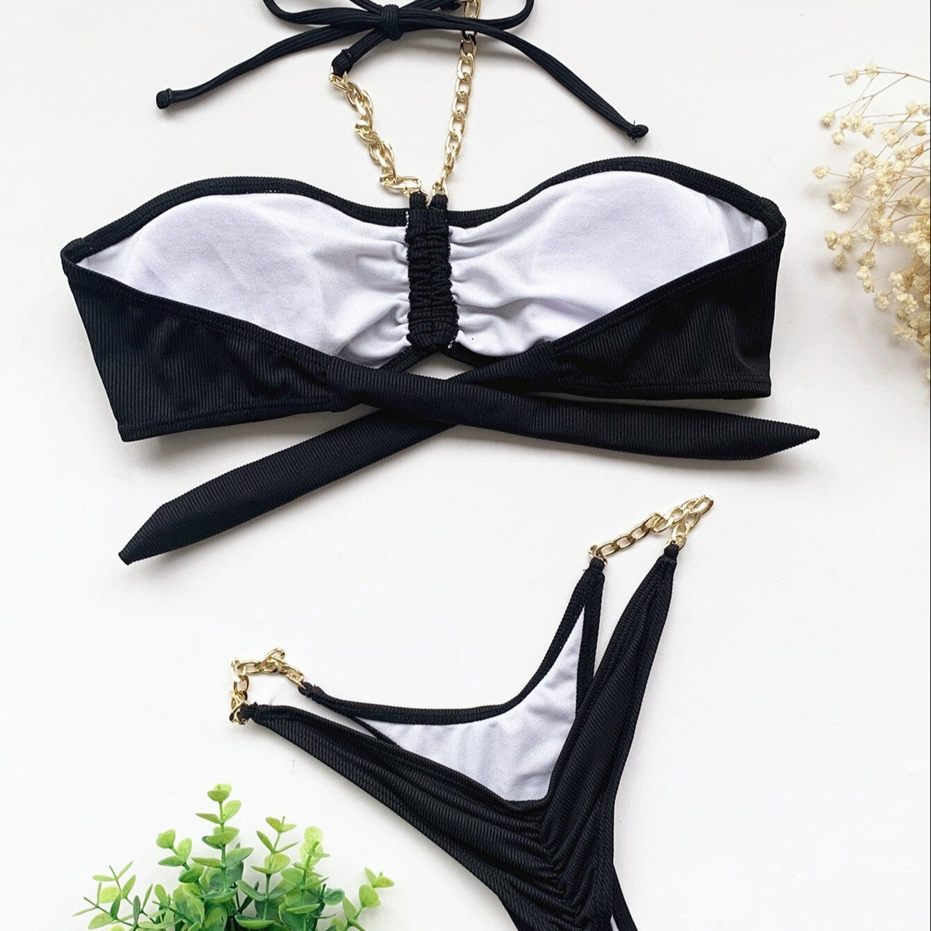 Dvoudílné bikiny bandeau v jednobarevné barvě