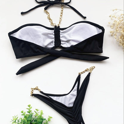 Dvoudílné bikiny bandeau v jednobarevné barvě