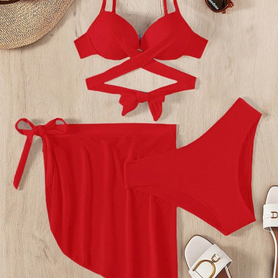 Dvoudílné bikiny s průsvitnou sukní