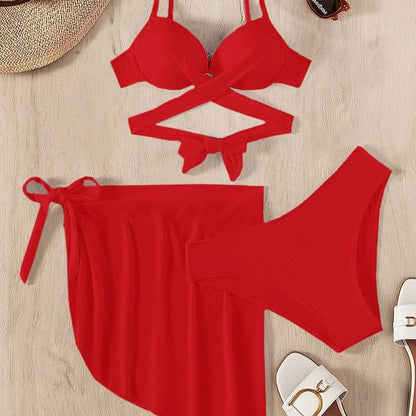 Dvoudílné bikiny s průsvitnou sukní