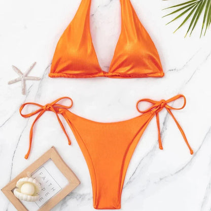 Dvoudílné bikiny s ramínky na krk