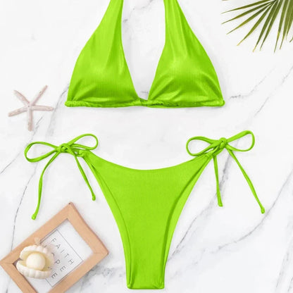 Dvoudílné bikiny s ramínky na krk