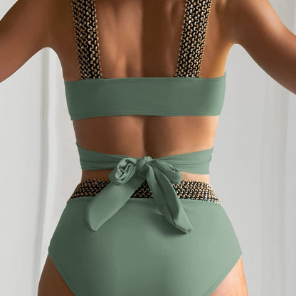 Dvoudílné bikiny s vysokým pasem a zavazováním