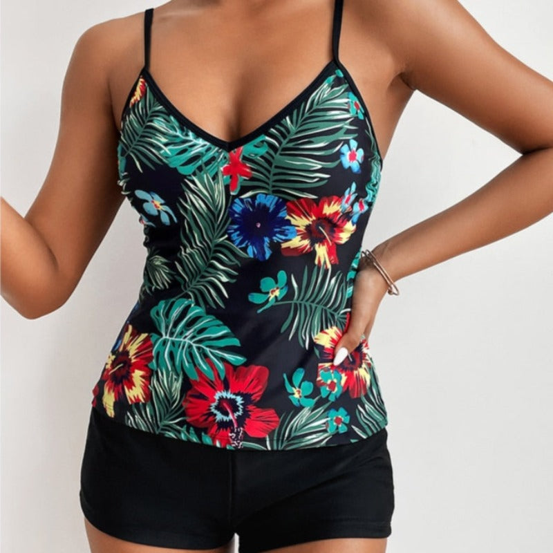 Dvoudílné květinové tankiny plavky