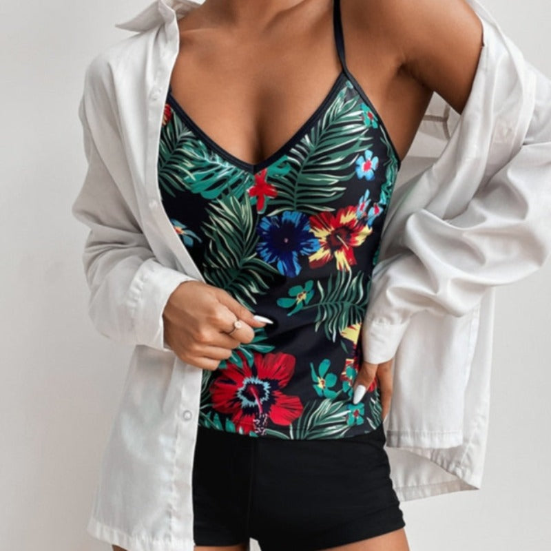 Dvoudílné květinové tankiny plavky