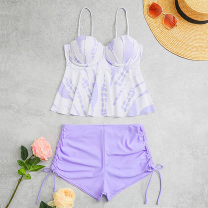 Dvoudílné tankiny plavky se stahovacími šortkami