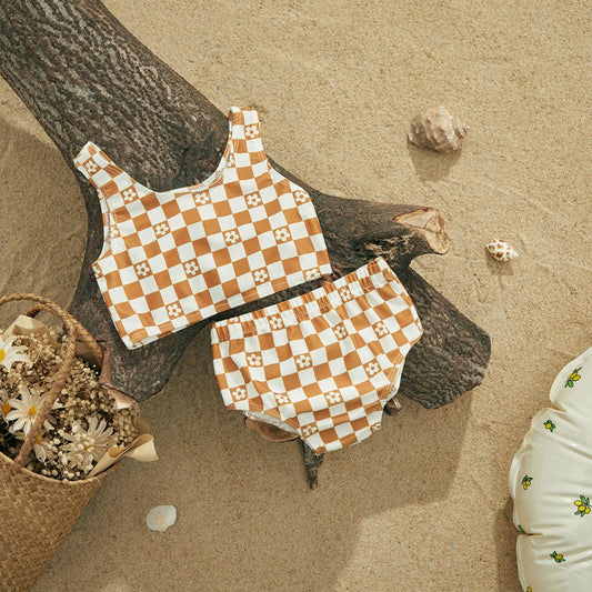 Dvoudílné kostkované plavky pro dívky