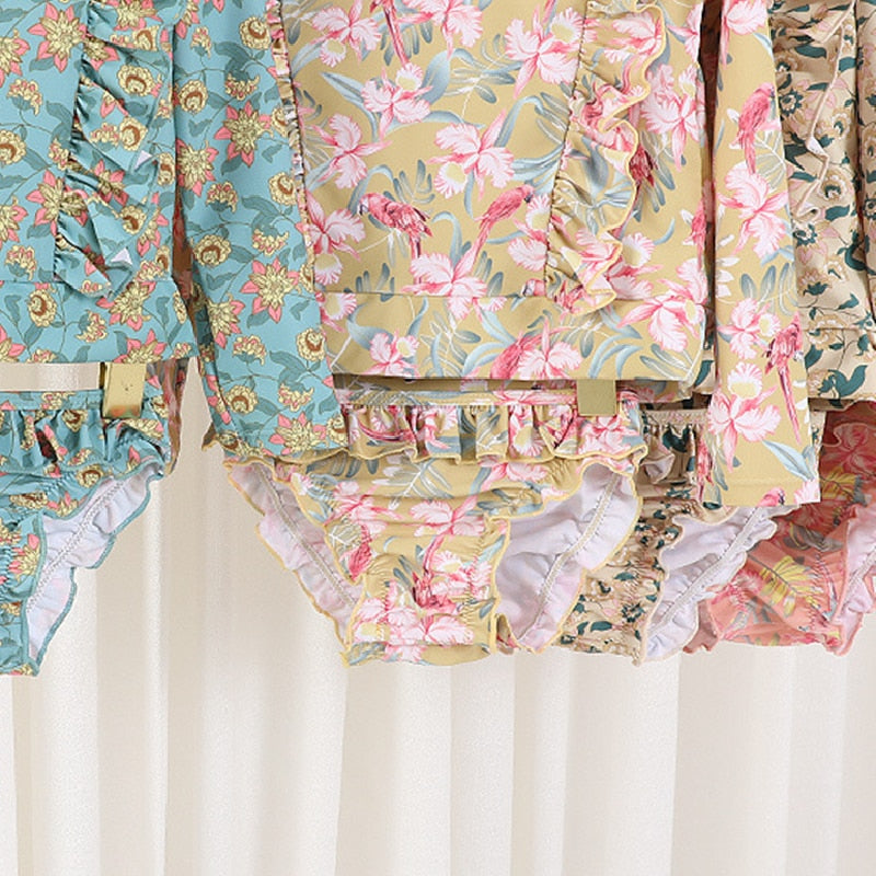 Dvoudílné plavky s dlouhým rukávem pro dívky