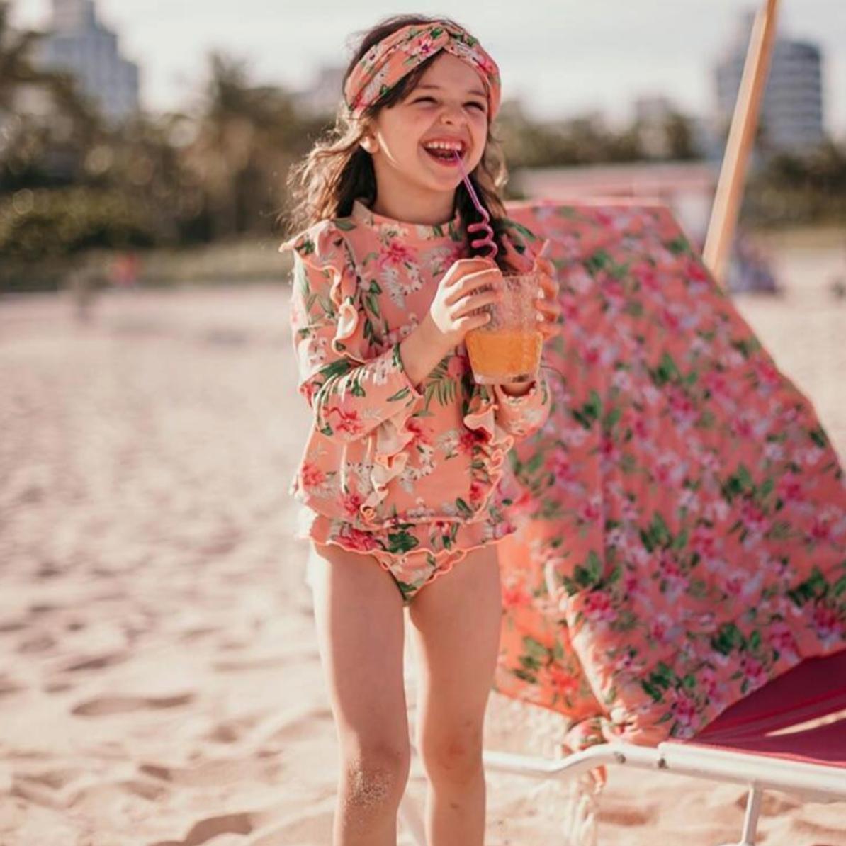 Dvoudílné plavky s dlouhým rukávem pro dívky