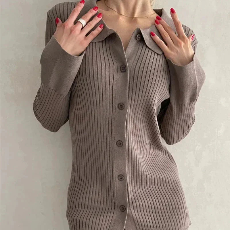 Pletená sada domácího oblečení s dlouhými nohavicemi