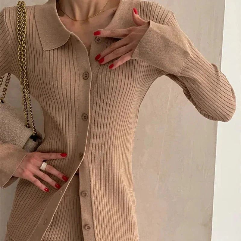 Pletená sada domácího oblečení s dlouhými nohavicemi