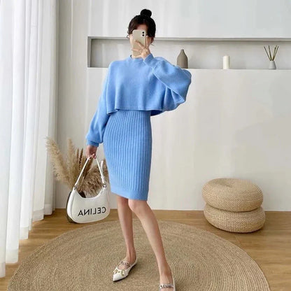 Pletená souprava domácího oblečení s šaty