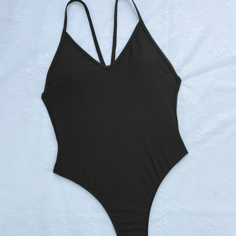 Jednodílné plavky monokini s ramínky na zádech