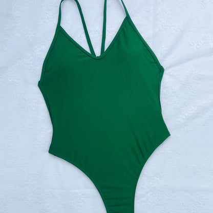 Jednodílné plavky monokini s ramínky na zádech