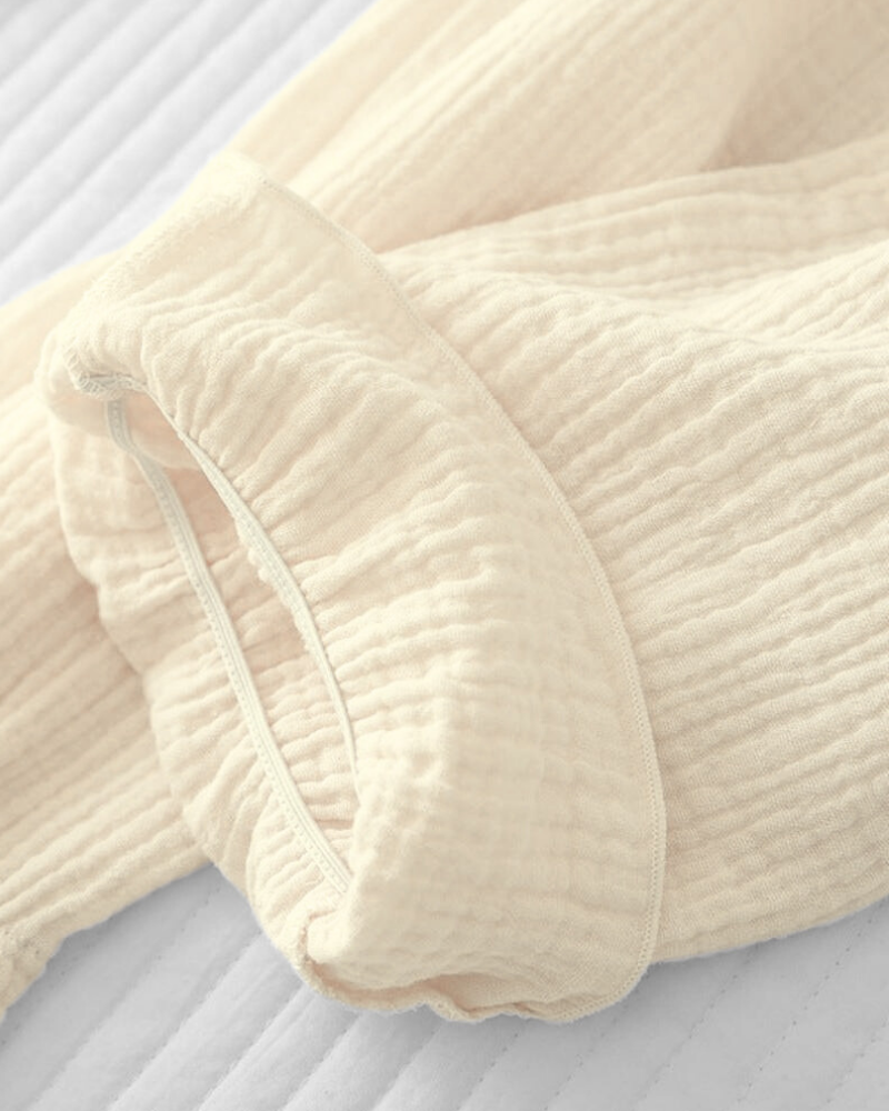 Dlouhé volné mušelínové kalhoty s volánky