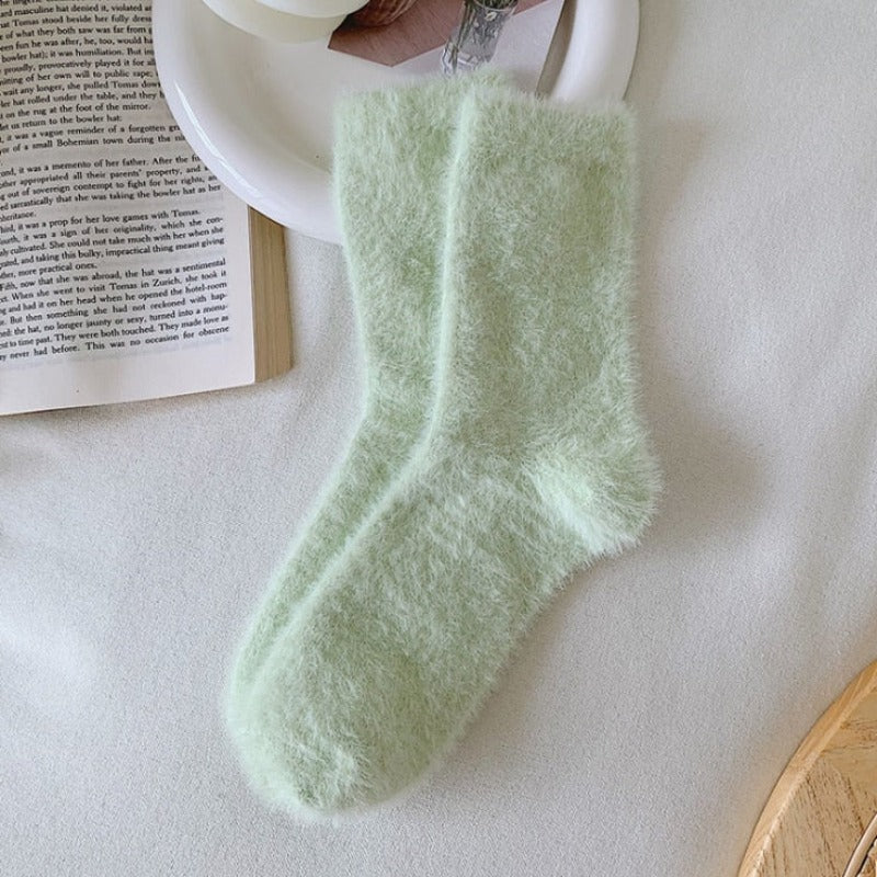 Dlouhé nadýchané dámské ponožky v pastelových barvách