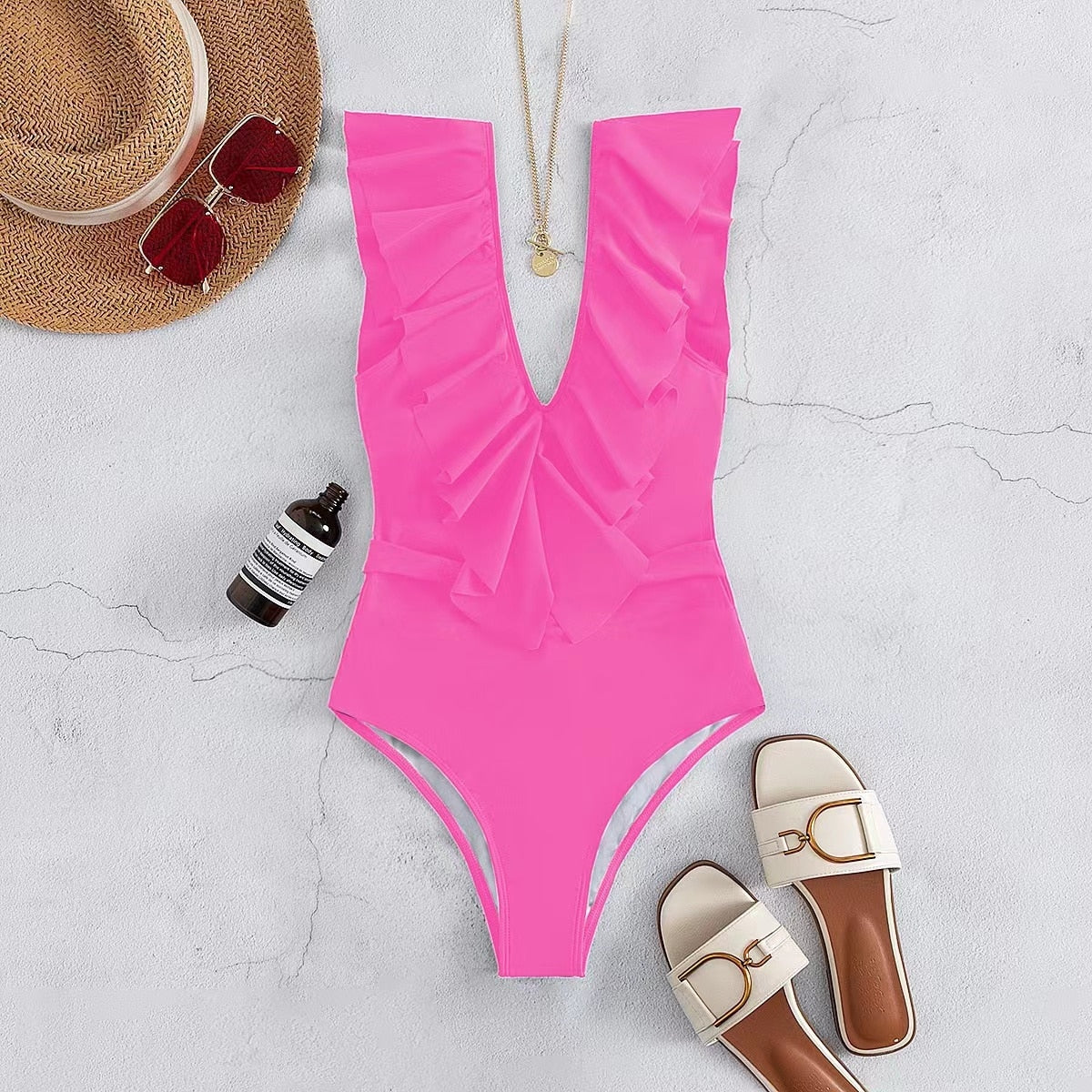 Jednodílné klasické plavky s volány