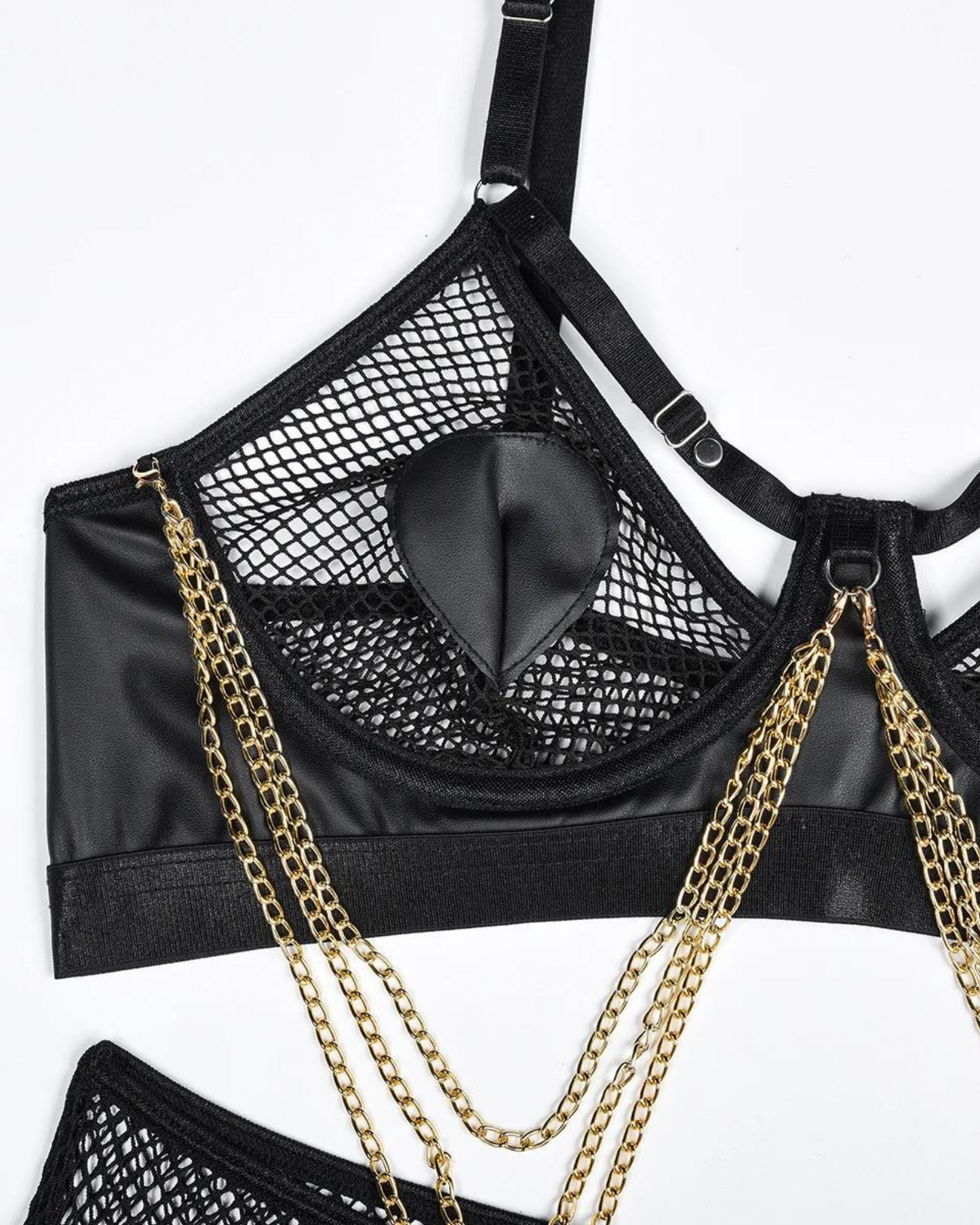 Souprava spodního prádla se síťovanou podprsenkou a řetízky